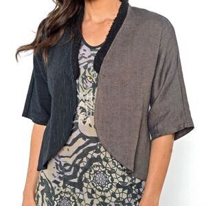 KHANGURA Assisi Duotone Tweed Lagenlook Bolero XL